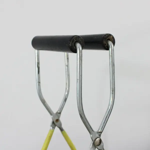 Pair Canning Jar Lifter Tongs Black Handles Yellow Arms Home Canning