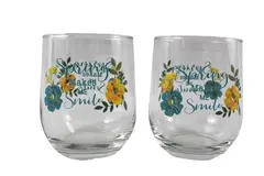 Lot of 2 Handpainted Spring Makes Me Smile Stemless Tumblers