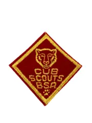 Vintage BSA Red Yellow Sew-On Patch Bear Cub Rank 1950s Collectible