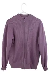 Tres Bien Full Zip Sweater Lavender Michelbook Country Club Women's Size M