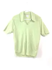 Vintage Sears Women's Green Collared Sweater Top Size Large Short Sleeves