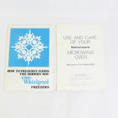 Lot Of 2 Kitchen Appliance Instruction Manuals For Microwave Oven & Freezer PB