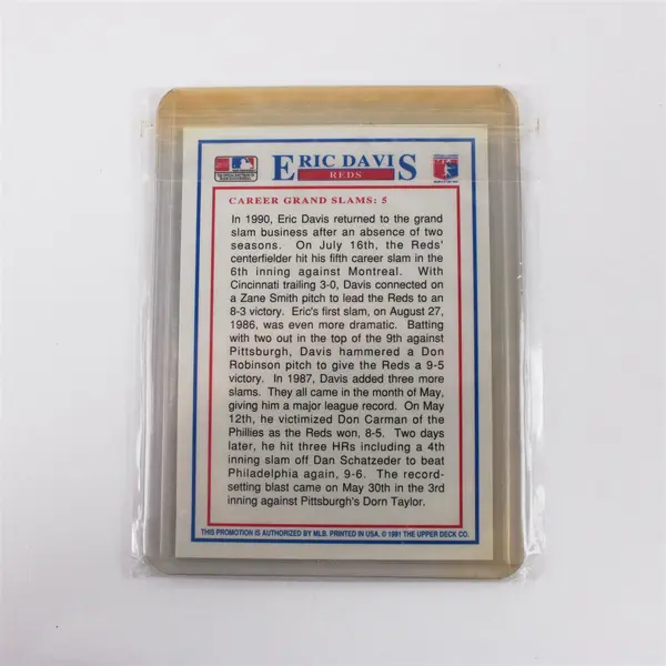 Vintage Upper Deck 1991 Grand Slam Eric Davis Holographic Baseball Card