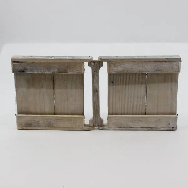 Rustic Wooden Two-Panel Hinged Picture Frame 2 Photos 3.75x5 Tabletop