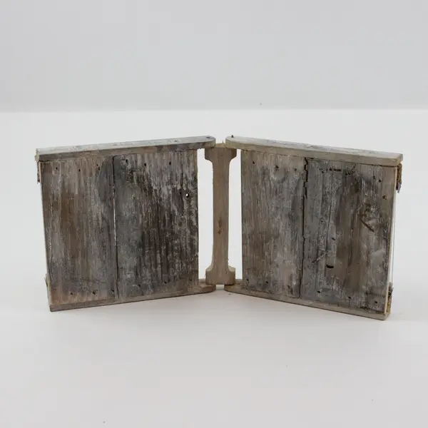 Rustic Wooden Two-Panel Hinged Picture Frame 2 Photos 3.75x5 Tabletop