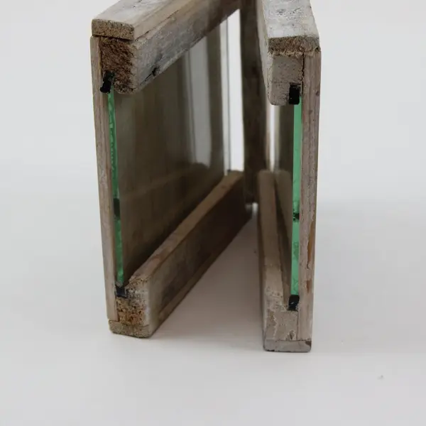 Rustic Wooden Two-Panel Hinged Picture Frame 2 Photos 3.75x5 Tabletop