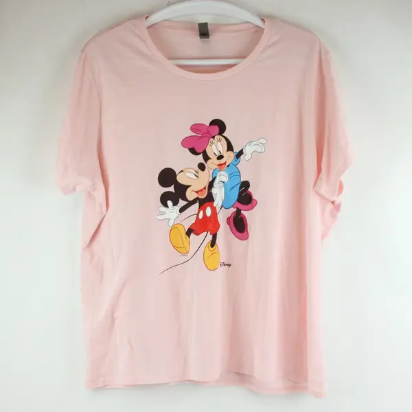 Instant Message Disney Mickey Minnie Women's Pink Graphic T-Shirt 3XW
