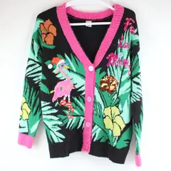 Holiday Time Fa La La Mingo Flamingo Christmas Cardigan Women's Large 12-14