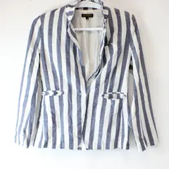 Petal Roz Women's Blue White Striped Blazer Size Large Tailored Jacket