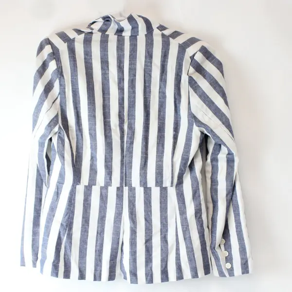 Petal Roz Women's Blue White Striped Blazer Size Large Tailored Jacket