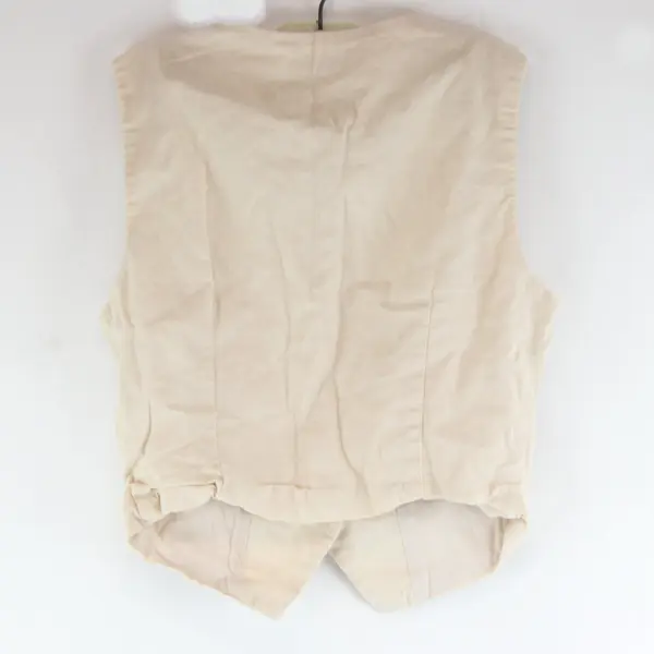 Princess Polly Women's Beige Cotton Linen Button Front Vest Size 4
