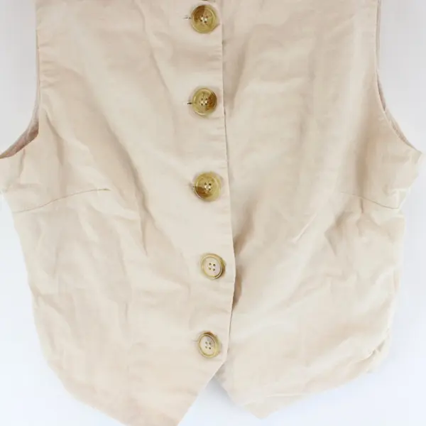 Princess Polly Women's Beige Cotton Linen Button Front Vest Size 4
