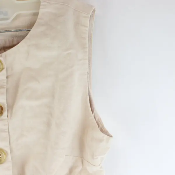 Princess Polly Women's Beige Cotton Linen Button Front Vest Size 4