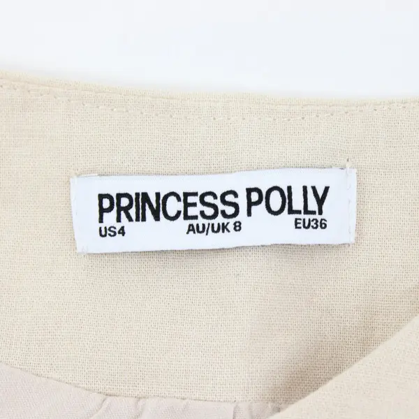 Princess Polly Women's Beige Cotton Linen Button Front Vest Size 4