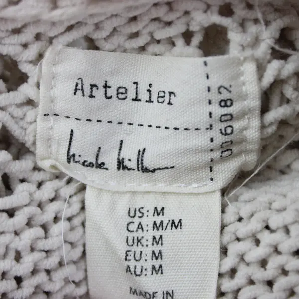 Nicole Miller Artelier Diamond Crochet Hooded Cardigan Women's M Natural