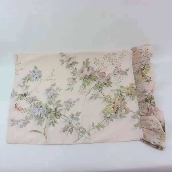 Set of 2 VTG Springmaid Wondercale Standard Pillowcases Lace Ruffle FLAWED
