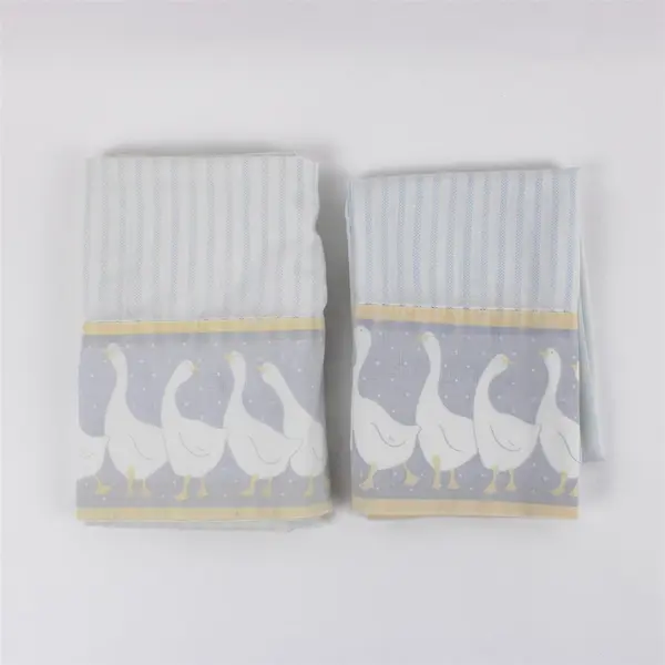 Fieldcrest King Pillowcases Set of 2 Yellow Gray Goose Print FLAWED