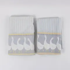 Fieldcrest King Pillowcases Set of 2 Yellow Gray Goose Print FLAWED
