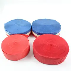 Lot of 4 Crepe Paper Streamer Rolls, 2 Solid Red, 2 Red White & Blue