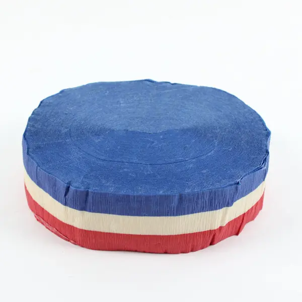 Lot of 4 Crepe Paper Streamer Rolls, 2 Solid Red, 2 Red White & Blue