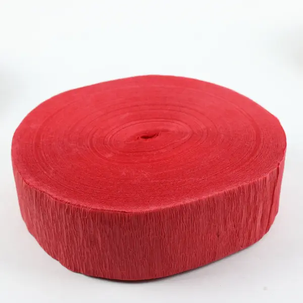 Lot of 4 Crepe Paper Streamer Rolls, 2 Solid Red, 2 Red White & Blue