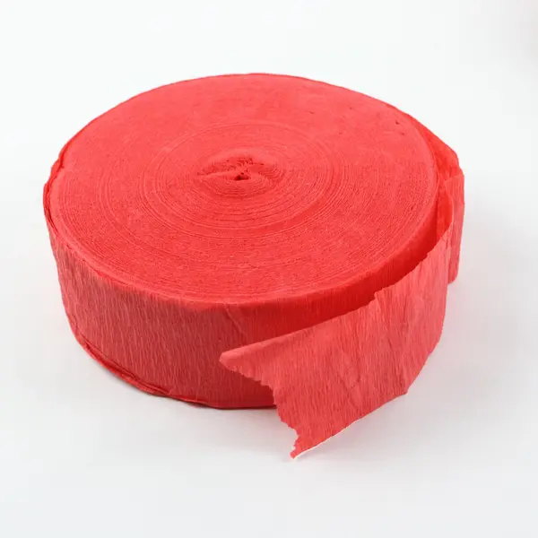 Lot of 4 Crepe Paper Streamer Rolls, 2 Solid Red, 2 Red White & Blue