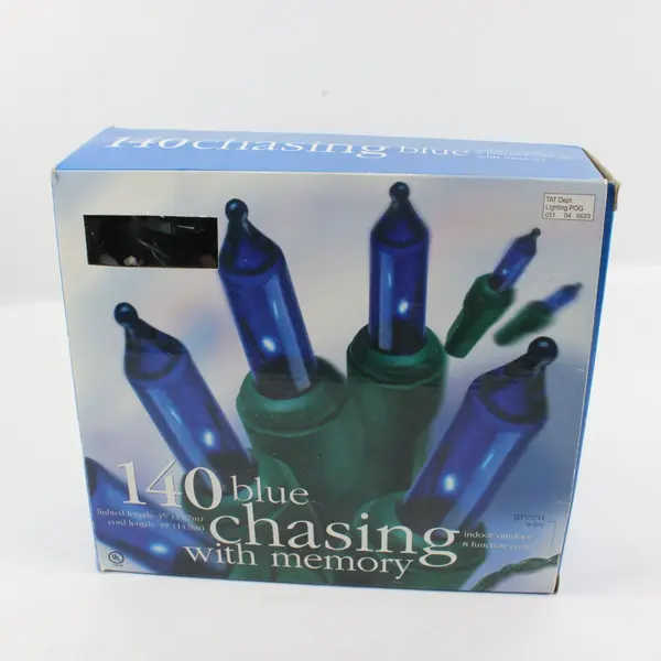 140 Blue Chasing Christmas String Lights Memory PX216M 45ft Lighted 49ft Cord