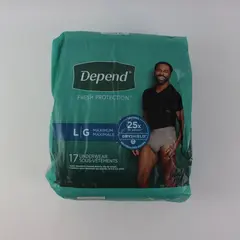 Depend Fresh Protection Men's Adult Incontinence Underwear L/G 17 Count