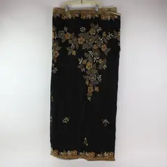 R.Y. Brown Black Boho Floral Fabric 2 Yards 43in Pattern 6703