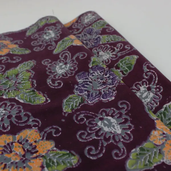 Purple Green Orange Floral Batik Fabric 2 Yard Cut 41 in Quilting Sewing