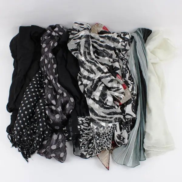Lot of 10 Sheer Scarves Black White Gray Red Pre-Owned