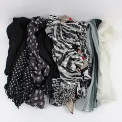 Lot of 10 Sheer Scarves Black White Gray Red Pre-Owned