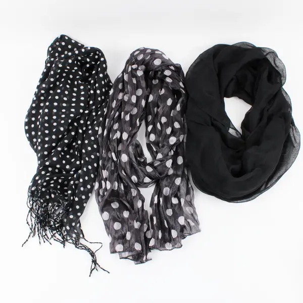 Lot of 10 Sheer Scarves Black White Gray Red Pre-Owned