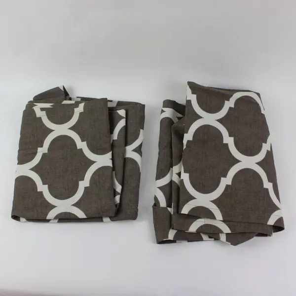 Set of 2 Mainstays Quatrefoil Curtain Panels Brown White 50x72
