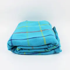 Blue Multicolor Plaid Round Tablecloth 88.5" Indoor Outdoor