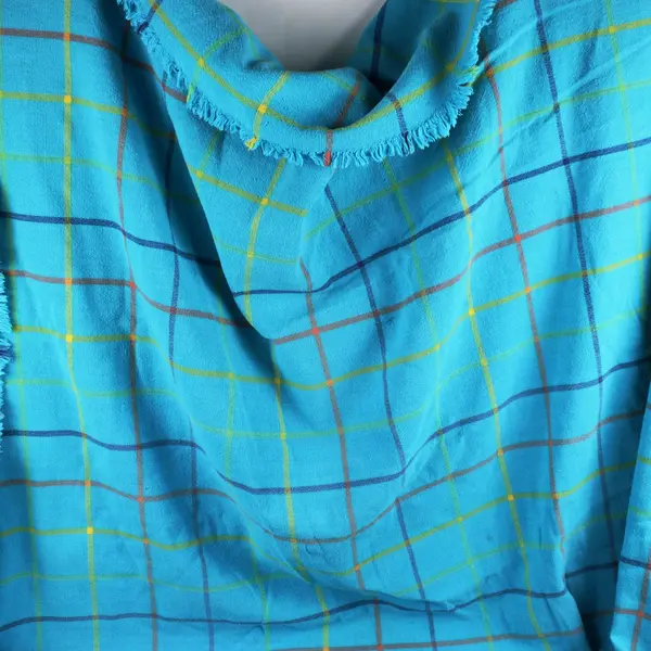 Blue Multicolor Plaid Round Tablecloth 88.5" Indoor Outdoor