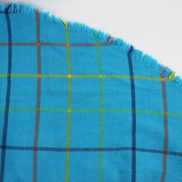 Blue Multicolor Plaid Round Tablecloth 88.5" Indoor Outdoor