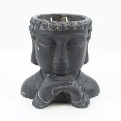 Black Buddha Head Hand-Poured Candle Ceramic Holder