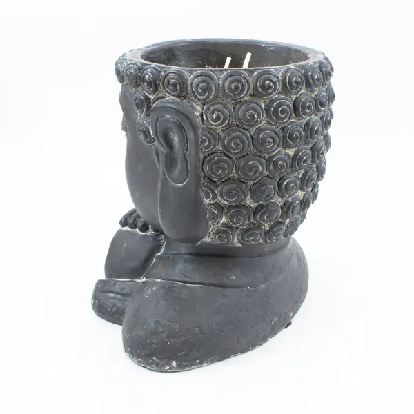 Black Buddha Head Hand-Poured Candle Ceramic Holder