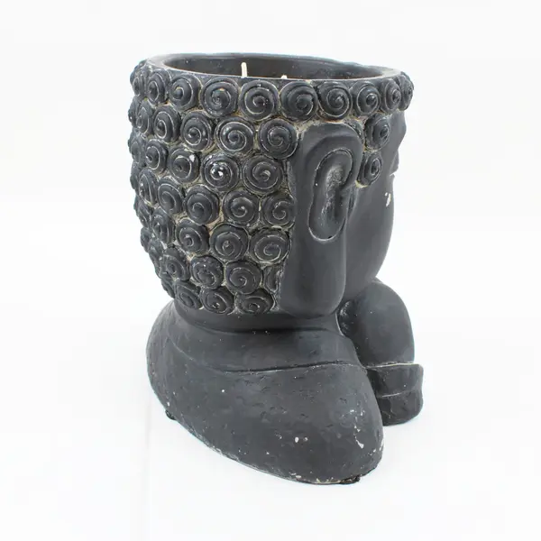 Black Buddha Head Hand-Poured Candle Ceramic Holder