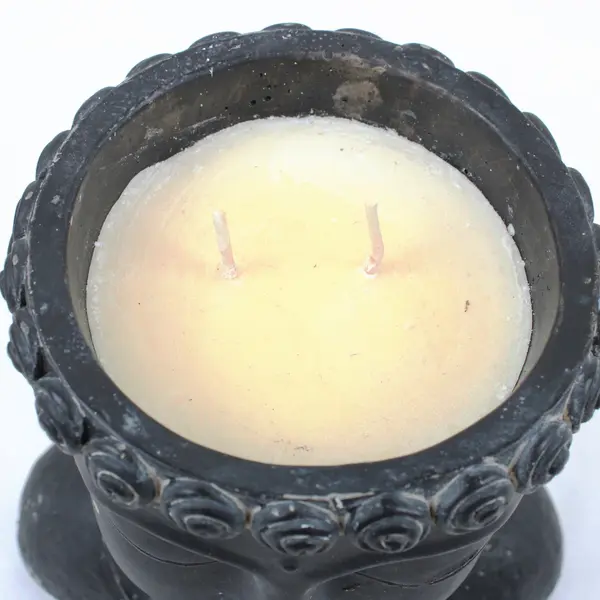 Black Buddha Head Hand-Poured Candle Ceramic Holder
