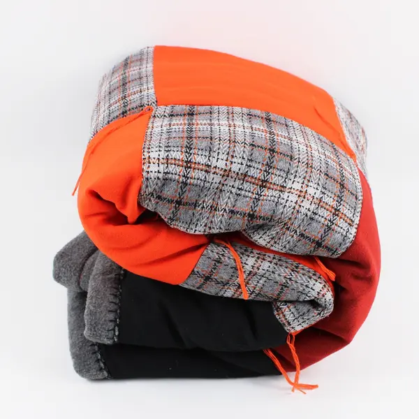 COOL WATER Kids Quilted Patchwork Fleece Blanket Grey Orange Black Red 47x50