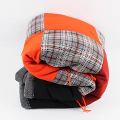 COOL WATER Kids Quilted Patchwork Fleece Blanket Grey Orange Black Red 47x50