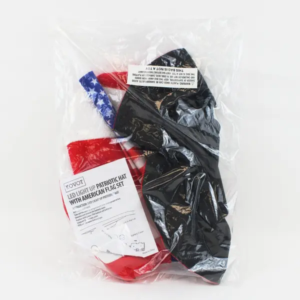 KOVOT LED Light Up American Flag Patriotic Hat Size L