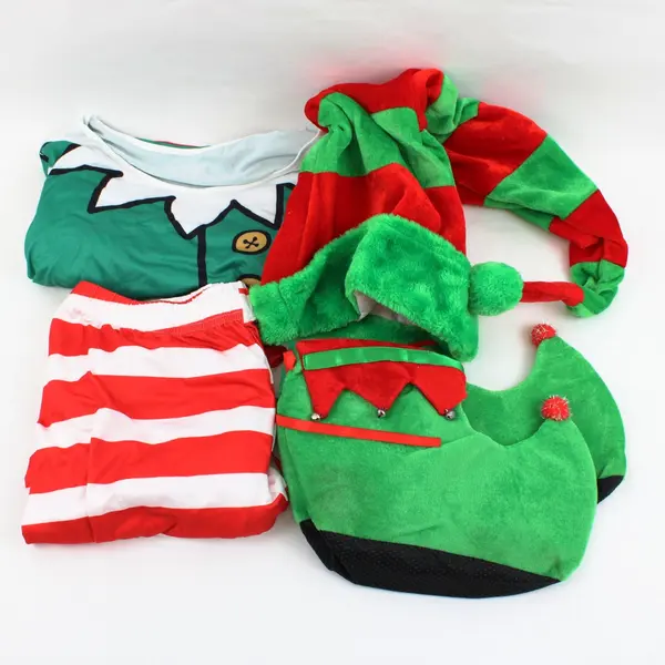 Elf Costume 2X Unisex Top Pants Hat Shoe Covers 4-Piece Set