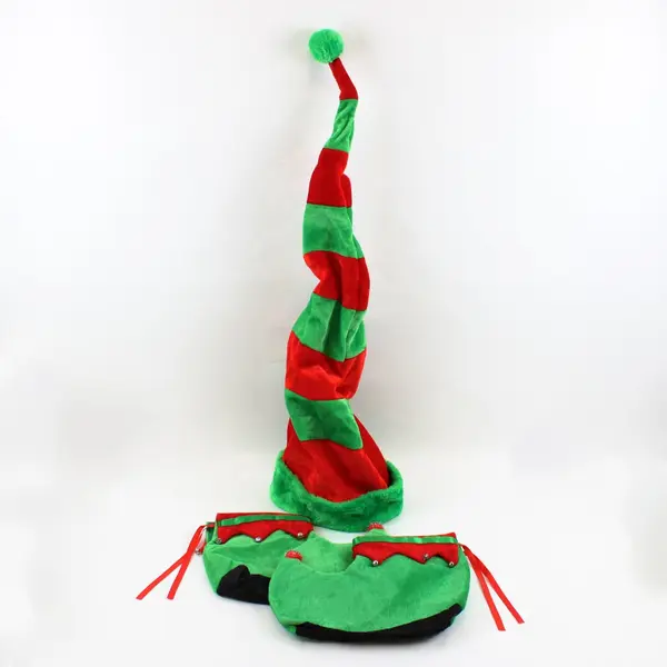 Elf Costume 2X Unisex Top Pants Hat Shoe Covers 4-Piece Set