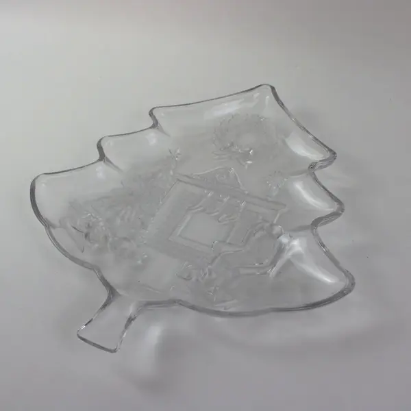Studio Nova Christmas Day Glass Tree Platter Fireplace 13 Inch