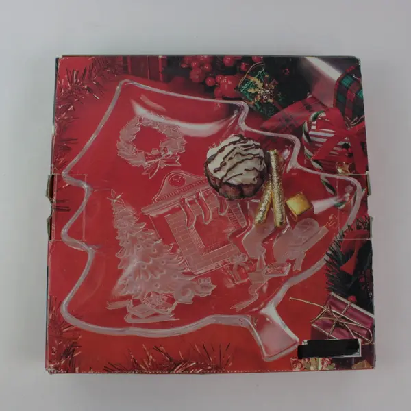 Studio Nova Christmas Day Glass Tree Platter Fireplace 13 Inch