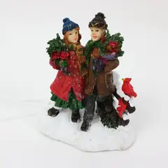 Department 56 Christmas Village Carolers Figurine Two Figures Snowy Base
