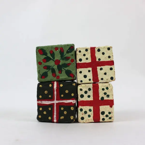 Set of 4 Miniature Christmas Gift Box Tree Figurines Holiday Decor